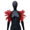 ihreesy Women's Feather Stole Shawl,Natural Feather Shawl Gothic Feather Shrug Cape Shawls Feather Cape for Halloween Costume Cosplay,Pure Red view 1