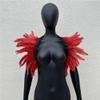 ihreesy Women's Feather Stole Shawl,Natural Feather Shawl Gothic Feather Shrug Cape Shawls Feather Cape for Halloween Costume Cosplay,Pure Red view 3