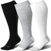 LEVSOX Plus Size Compression Socks for Women&Men Wide Calf 15-20 mmHg Knee High Extra Large Calf Support Socks for Nurse, Medical, Travel, Black, Grey, White view 1