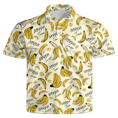 GDEVIG Mens Funny Polo Shirts, Banana Fruit Golf Shirts Short Sleeve, Moisture Wicking Quick-Dry Business Casual Shirt for Men