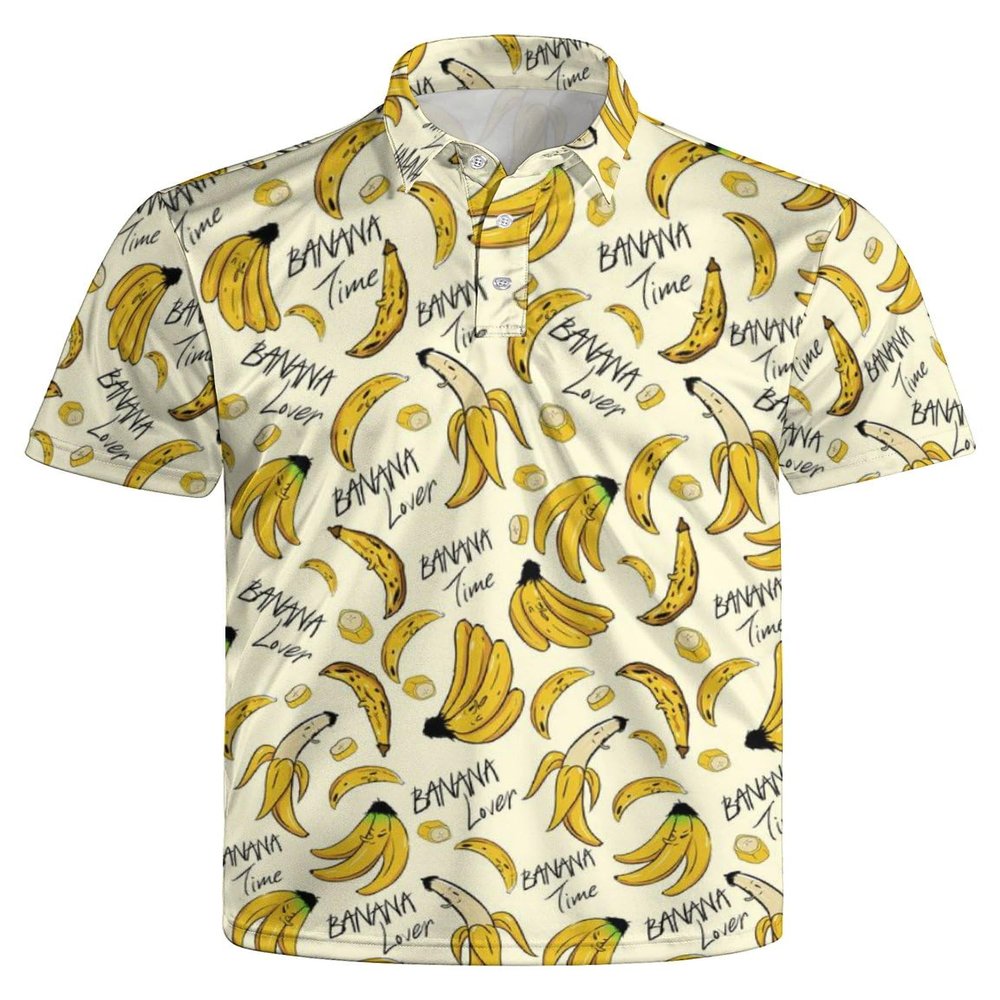 GDEVIG Mens Funny Polo Shirts, Banana Fruit Golf Shirts Short Sleeve, Moisture Wicking Quick-Dry Business Casual Shirt for Men