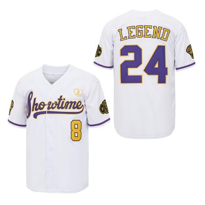 PERC30 Youth Showtime 8-24 Legend Hip Hop Baseball Jersey Stitched for Memorial Day (White, Large)