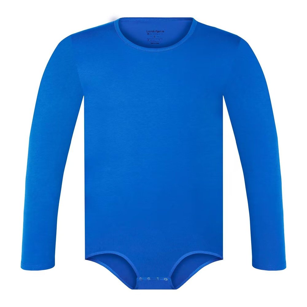 Landofgenie Men One Piece Bodysuit Long Sleeve Onesie Pajamas Tops Cotton Romper Blue XL