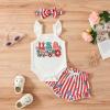 ZINTAOZT Baby Girl 4th of July Outfit Strap Sleeveless Stars Striped Flag Tank Top Romper Shorts Headband 3Pcs Patriotic Set (G Red, 6-9 Months) view 2