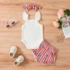 ZINTAOZT Baby Girl 4th of July Outfit Strap Sleeveless Stars Striped Flag Tank Top Romper Shorts Headband 3Pcs Patriotic Set (G Red, 6-9 Months) view 3