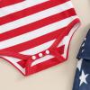 Adobabirl Fourth/4th of July Baby Girl Outfit Newborn Short Sleeve Romper Shirt American Flag Suspender Skirt Clothing Set(4th of July Dress-Blue,0-3 Months) view 4