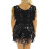 Miutii Women Sequins Shiny Samba Rumba Latin Dance Dress Tassels Fringe Wrap Dress Cocktail Party Dress Black A Large view 4