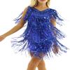 Miutii Women Sequins Shiny Samba Rumba Latin Dance Dress Tassels Fringe Wrap Dress Cocktail Party Dress Royal Blue A Medium view 2
