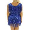 Miutii Women Sequins Shiny Samba Rumba Latin Dance Dress Tassels Fringe Wrap Dress Cocktail Party Dress Royal Blue A Medium view 4