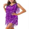 Miutii Women Sequins Shiny Samba Rumba Latin Dance Dress Tassels Fringe Wrap Dress Cocktail Party Dress Purple A Medium view 3