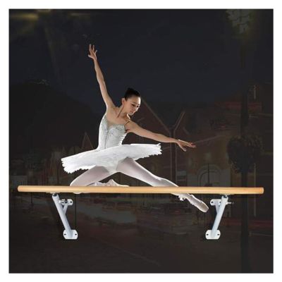 EliteBloom Wall-Mounted Ballet Barre for Kids Adults, Single Ballet Bar Height Adjustable 80-120Cm, Ballet Equipment Studio Dance Stretching Yoga Pilates (White 100Cm)