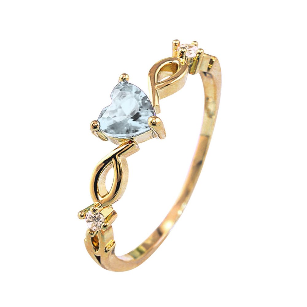 BTAKANPP Dinosaur Rings Novia Cumpleaos Con De Con Dedo A De Anillo Joyera Romntico Piedra Sortija Corazn De (Blue, 10)