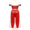 winying Women Arabian Prince Costume Adult Sequins Belly Dance Leotard Jumpsuit Halloween Carnival Party Red Medium view 4
