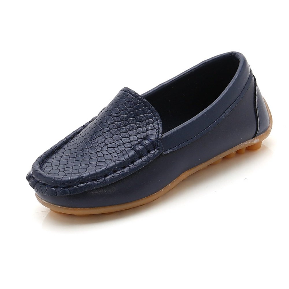 NineFit Basics Kids Boys Girls Soft Slip On Loafers Flat Boat occasin Schooling Daily Walking Shoes Girls Soft Leather Shoes (Navy, 6.5 Infant)