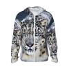 Dwrepo UPF50+ Blue Eyed Snow Leopard Sun Protection Hoodie Jacket Quick Dry Long Sleeve Sun Shirt for Men Women, 3X-Large, Black view 1