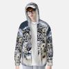 Dwrepo UPF50+ Blue Eyed Snow Leopard Sun Protection Hoodie Jacket Quick Dry Long Sleeve Sun Shirt for Men Women, 3X-Large, Black view 2