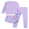 Zaldita Unisex Girls Boys 3 Pcs Athletic Swimsuit UPF 50+ Rash Guard Sets Swim Top Boyshorts with Pants Purple 9-10 Years view 2