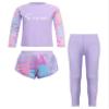 Zaldita Unisex Girls Boys 3 Pcs Athletic Swimsuit UPF 50+ Rash Guard Sets Swim Top Boyshorts with Pants Purple 9-10 Years view 3