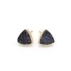 Dazzle Appeal Black Druzy Quartz Crystal Stud Earrings for Women 8mm Trillion Shape Gold Edge Gemstone Studs Healing Crystal Gold Plated Minimalist Fashion Jewelry (Black) view 1