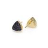 Dazzle Appeal Black Druzy Quartz Crystal Stud Earrings for Women 8mm Trillion Shape Gold Edge Gemstone Studs Healing Crystal Gold Plated Minimalist Fashion Jewelry (Black) view 2