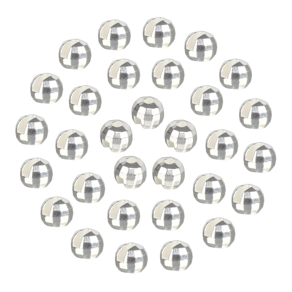 MUUNN 100pcs Tungsten Faceted Slotted Beads for Fly Tying, Sink Deeper and Faster 5 Colors/8 Sizes Slotted Tungsten Beads Fly Tying Beads Head Fly Tying Materials(Silver,2.8mm)