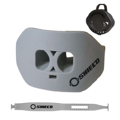 O Shield Mouth Guard for Football with Dual-Layer Protection, Built-in Air Channels, Extended Lip Shield, Soft Material, Adult and Youth Sizes with Strap/Case, Grey/Silver