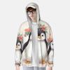 Dwrepo UPF50+ Penguin Wearing Flowers Sun Protection Hoodie Jacket Quick Dry Long Sleeve Sun Shirt for Men Women, Medium, Black view 2