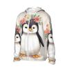 Dwrepo UPF50+ Penguin Wearing Flowers Sun Protection Hoodie Jacket Quick Dry Long Sleeve Sun Shirt for Men Women, Medium, Black view 3