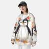 Dwrepo UPF50+ Penguin Wearing Flowers Sun Protection Hoodie Jacket Quick Dry Long Sleeve Sun Shirt for Men Women, Medium, Black view 4