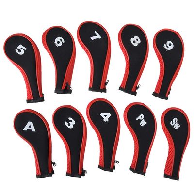 QANYEGN 10Pcs Golf Club Head Cover, Golf Club Covers, Golf Zipper Head Covers, Traditional Plain Protective Covers for All Fairway Clubs