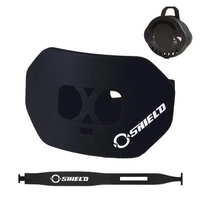 O Shield Mouth Guard for Football with Dual-Layer Protection, Built-in Air Channels, Extended Lip Shield, Soft Material, Adult and Youth Sizes with Strap/Case, Black
