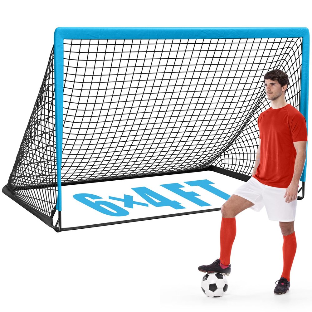 KTRIO 6x4 ft Soccer Goal for Backyard, Portable Soccer Net, Large Foldable Soccer Goals with Carry Bag for Kids Youth Teens Sports, Blue 2pack