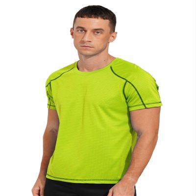easyforever Men's Dry Fit Workout T-Shirt Athletic Tee Shirt Short Sleeves Gym Yoga Tops UPF 50+ Rash Guard Shirt Fluorescent Green 6X-Large
