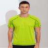 easyforever Men's Dry Fit Workout T-Shirt Athletic Tee Shirt Short Sleeves Gym Yoga Tops UPF 50+ Rash Guard Shirt Fluorescent Green 6X-Large view 2