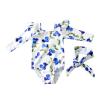 KAGAYD Girls Swimsuit 1 Pcs Rashguard Swimwear Ruffle Floral Half Sleeve Bathing Suit with Headband (Blue, 12-18 Months) view 1