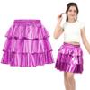 ERDEM KIDS Girls Metallic Skirt 3-Layer Ruffle Sparkly Shiny Dance Party Skirt(MST Fuschia 6-7 Years) view 1