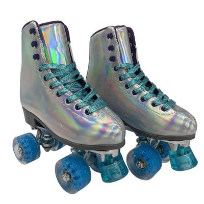 SHIJT Roller Skates Four-Wheel Roller Blades Adult for Women and Men Beginners High-Top Outdoor and Indoor Pu Leather(7.5)