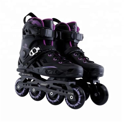 SHIJT Inline Skates for Girls and Boys, Professional Roller Skates for Women Men Adult Adjustable Roller Blades for Beginner(Black Purple,8)