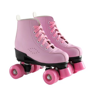 SHIJT Flash Wheels Roller Skates for Girls Double Row Roller Blades Women Adult Pu Leather Light Up for Men Girls Unisex Christmas(Pink+Pink Wheel,9)