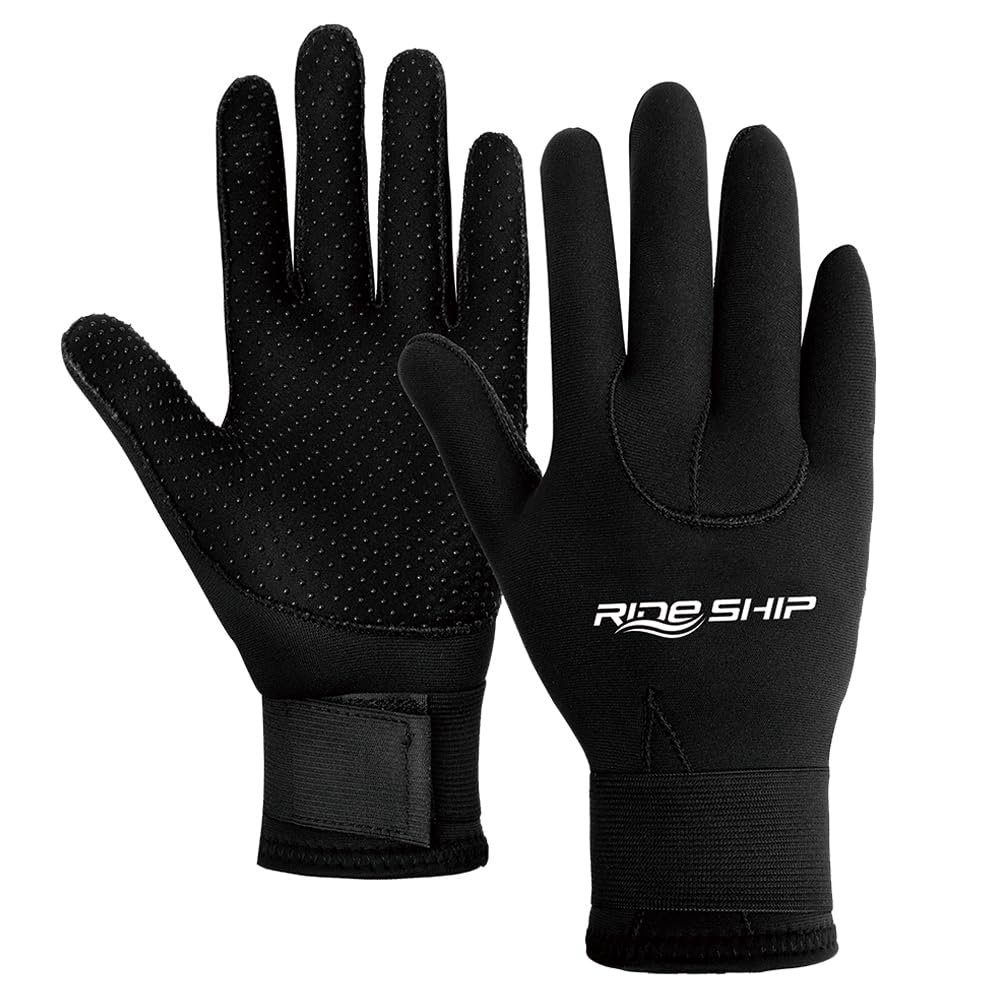 Skyone Neoprene Dive Gloves Scuba Diving Gloves 3MM 5MM Men Women, Wetsuit Swim Gloves with Adjustable Wrist Strap, Flexible Anti Slip Thermal Surfing Water Gloves for Spearfishing