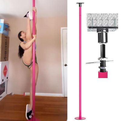 Top Mounted Permanent Spinning Dance Pole, 8ft 9ft 10ft 11ft 12ft Pink Silicone Fitness Stripping Pole for Dance Studio Home, Includes Screw Fittings ( Color : 2.3-3.75 m (7.5-12.3 ft) Dance Pole )