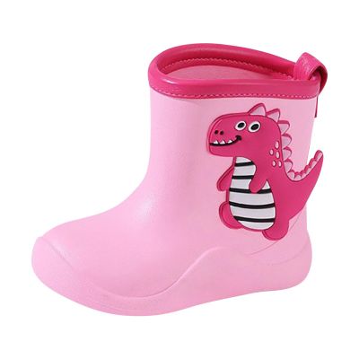 Toddler Baby Cartoon Soft Rain Shoes Dinosaur Non Slip Rubber Boots Light Stylish aterproof Shoes for Infant (Pink, 12.5 Little Child)