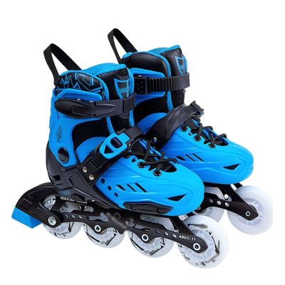 SHIJT Roller Skates for Boy and Girls Adjustable Kids Inline Skates Beginner Roller Blades Indoor Outdoor for Youth(Blue+White Wheel,S(27-30EU))
