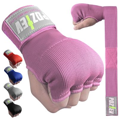 POZTEV Boxing Hand Wraps for Men & Women - Boxing Quick Wraps Inner Gloves Kickboxing Handwraps for Boxing Gloves Gear Knuckle Support Elastic Wrist Straps for Training MMA Shadowboxing (Pink L/XL)