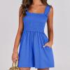 Short Rompers for Women Sleevelss Flowy Beach Jumpsuits Outfits Casual Ruffle Straps Overall Shorts with Pockets view 2