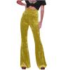 Akklian Women's Velvet Elastic Waist Flare Leg Palazzo Long Pants Stretchy Slim Bell Bottom Trousers Palazzo Casual Pants Yellow view 1