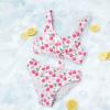 NineFit Basics Girls Cherry Print Bikini Swimsuit 2pc Set Cotton Comfortable Soft Light Breathable Open Navel (Pink, 7-8 Years) view 4