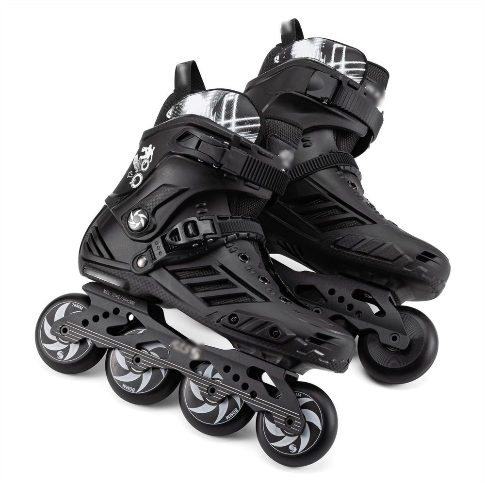 SHIJT Professional Adjustable Inline Skates Adults Roller Skates for Women Men Beginner Youth High-Top Outdoor Clubs(Black,7.5)