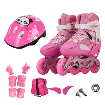 SHIJT Adjustable Kids Inline Skates Girls Boys Roller Skates with Light Up Wheels Roller Blades with Protective Gear Indoor Outdoor Quad Skates (Color : Pink, Size : L(38-41EU)), fdhgdfj454556