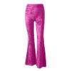 Akklian Women's Velvet Elastic Waist Flare Leg Palazzo Long Pants Stretchy Slim Bell Bottom Trousers Palazzo Casual Pants Hot Pink view 4